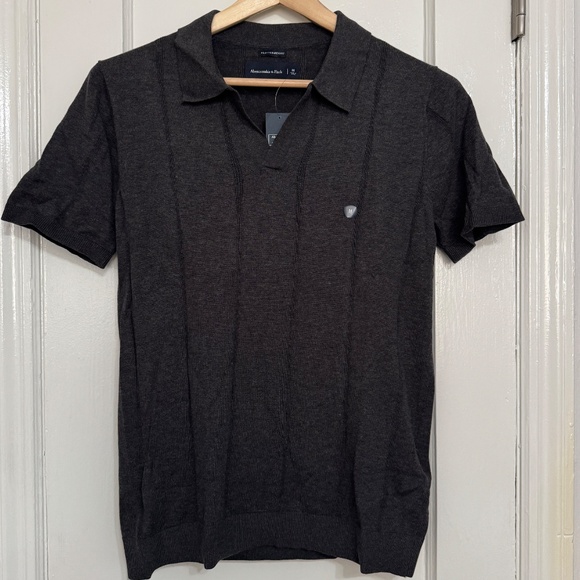 Abercrombie & Fitch Men’s Dark Gray Johnny Collar Polo | M - Picture 2 of 4